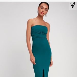 Lulus Own the Night Strapless Maxi Dress Teal